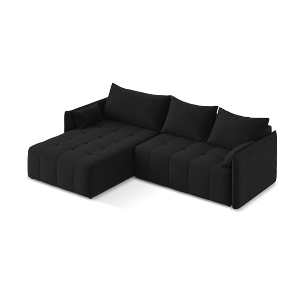 Divano angolare nero allungabile/con contenitore (con penisola a sinistra/con chaise lounge) Moku – Makamii-image-2