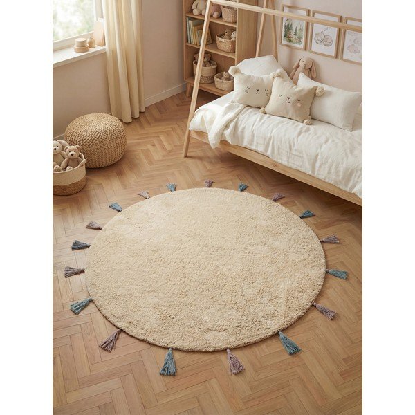 Tappeto per bambini color crema in cotone lavabile/tessuto a mano ø160 cm Snuggle Sunna – Hanse Home-image-1