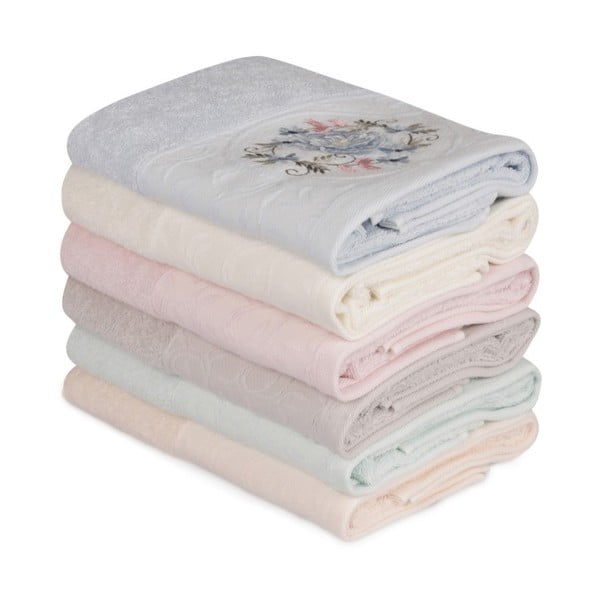 Set di 6 asciugamani in cotone Daireli Micrena, 50 x 90 cm - Foutastic