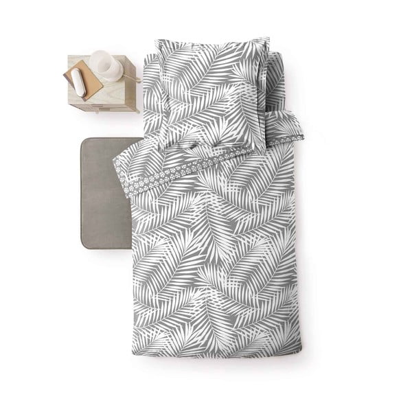 Copripiumino grigio in cotone per letto singolo 140x200 cm Botania – douceur d'intérieur