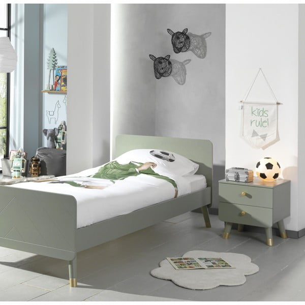 Comodino per bambini verde oliva in legno di pino Billy - Vipack-image-1
