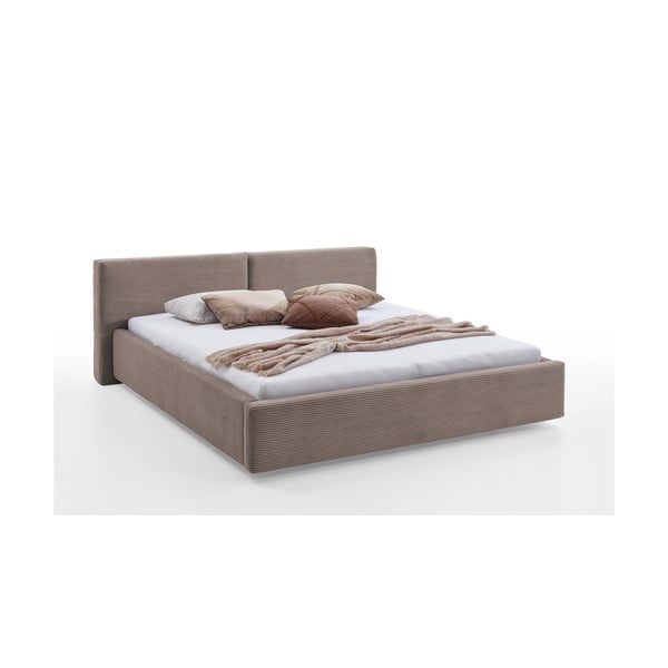 Letto matrimoniale imbottito marrone chiaro rete non inclusa 160x200 cm Cube – Meise Möbel-image-4