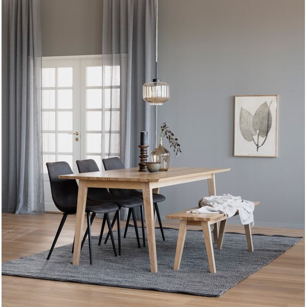 Panca da pranzo in legno con decoro in rovere , 144 x 38 cm Melfort - Rowico-image-1