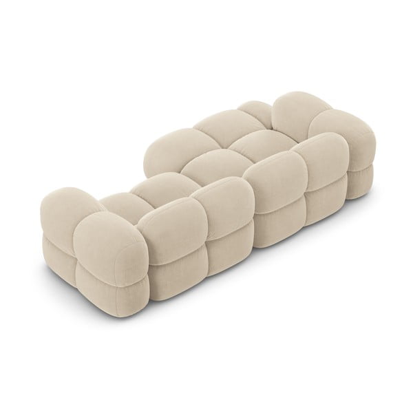 Divano angolare beige (con penisola a sinistra/con chaise lounge) con rivestimento in velluto Loretto – Cosmopolitan Design-image-4