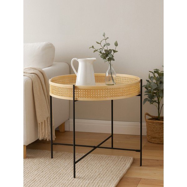 Tavolino da salotto rotondo di colore naturale in rattan ø 60 cm Depok – Premier Housewares-image-2