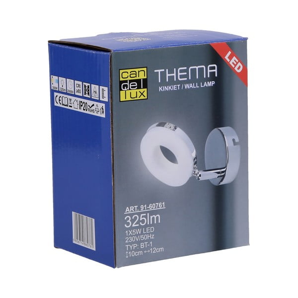 Lampada da parete a LED in argento lucido Thema - Candellux Lighting-image-4