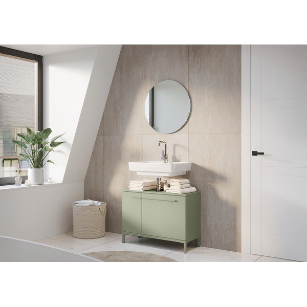 Mobile da lavabo verde opaco 80x59 cm Laurino – Germania-image-1