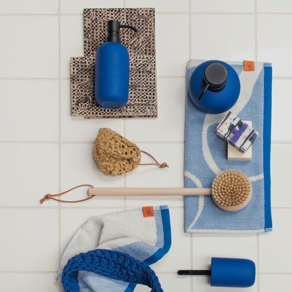 Asciugamani bianchi e blu in set da 2 pezzi in cotone biologico 50x90 cm Nova Arte - Mette Ditmer Denmark-image-3