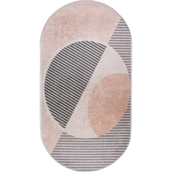Tappeto lavabile in rosa chiaro e crema 60x100 cm Oval - Vitaus
