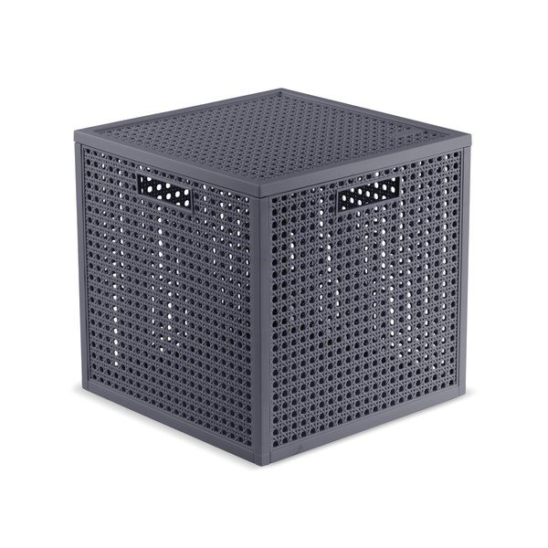 Scatola con coperchio grigio scuro in plastica riciclata 28x28x28 cm Kaya Cube – Curver