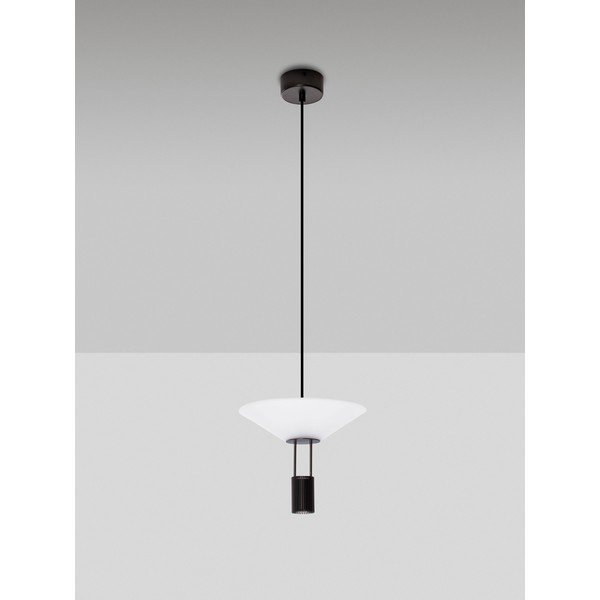 Lampadario LED nero opaco in alluminio con paralume in vetro acrilico ø 22 cm Anafi – Nova Luce-image-4