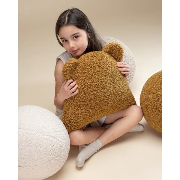 Cuscino per divano da bambini marrone con rivestimento in bouclé Bear – Wigiwama-image-1
