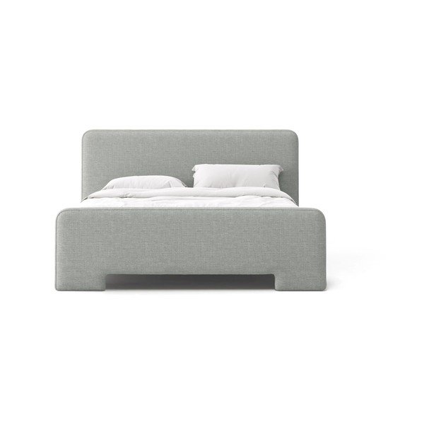 Letto matrimoniale imbottito grigio chiaro con rete inclusa 140x200 cm Eda – Micadoni -image-2