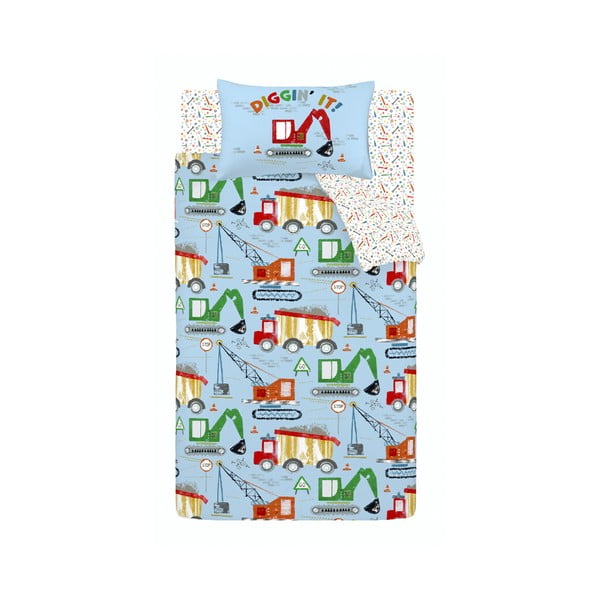 Biancheria da letto per bambini blu per culla 120x150 cm Digger Dreams – Catherine Lansfield