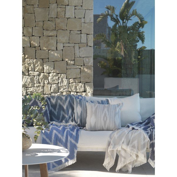 Coperta blu scuro in misto cotone 140x180 cm Mallorca – Euromant-image-3