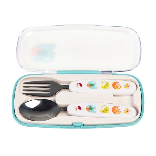 Posate per bambini color crema in acciaio inox 2 pz Wild Wonders – Rex London