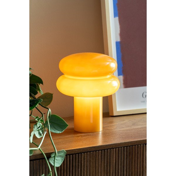 Lampada da tavolo giallo ocra in vetro (altezza totale 24 cm) Incesante – Leitmotiv-image-1