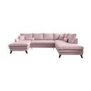 Divano letto a U rosa cipria, angolo destro Charming Charlie - Miuform