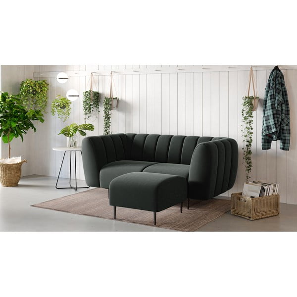 Pouf in velluto grigio scuro Shel - Ghado-image-1