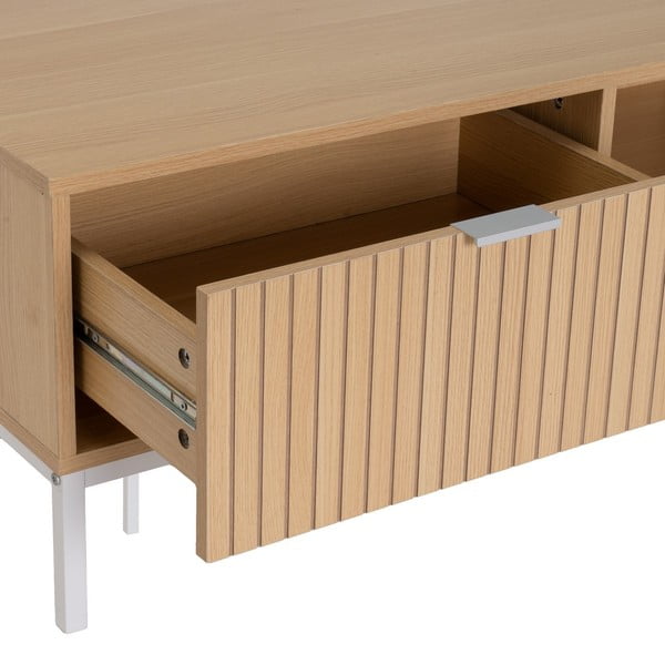 Tavolino da salotto di colore naturale con effetto rovere 50x110 cm Mid-Lines – Casa Selección-image-3