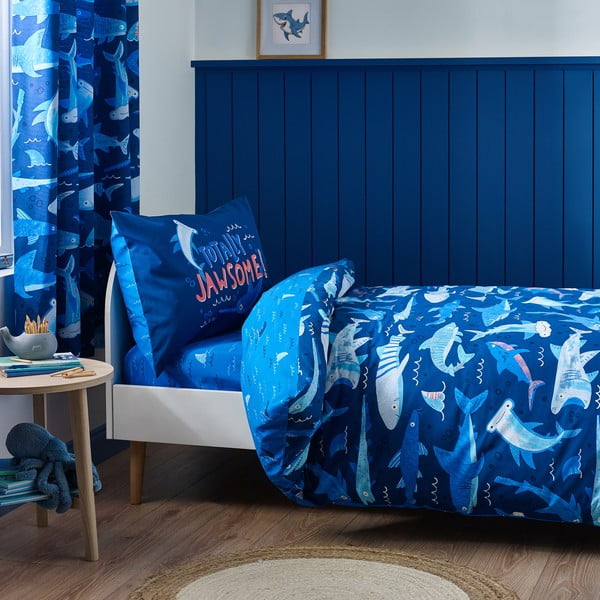 Biancheria da letto per bambini blu per culla 120x150 cm Jawsome Shark – Catherine Lansfield-image-1