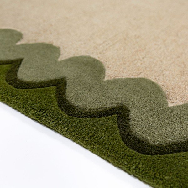 Tappeto verde/di colore naturale in lana tessuto a mano 160x230 cm Wiggle Wool – Flair Rugs-image-4