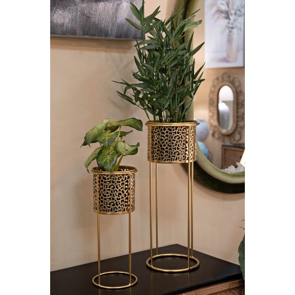 Set di 2 piedistalli per piante in metallo ø 17 cm altezza 46 cm Nat - Mauro Ferretti-image-1