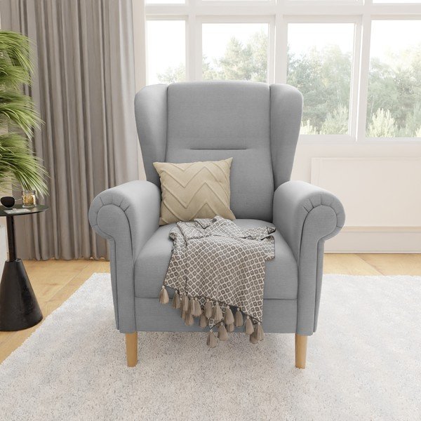 Poltrona con braccioli grigio chiaro Swan – Ropez-image-1