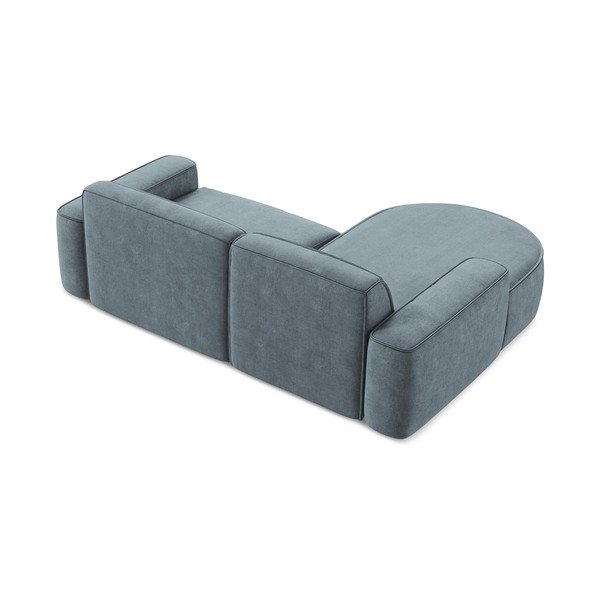 Divano angolare blu polveroso (con penisola a sinistra/con chaise lounge) con rivestimento in ciniglia Omao – Makamii-image-3