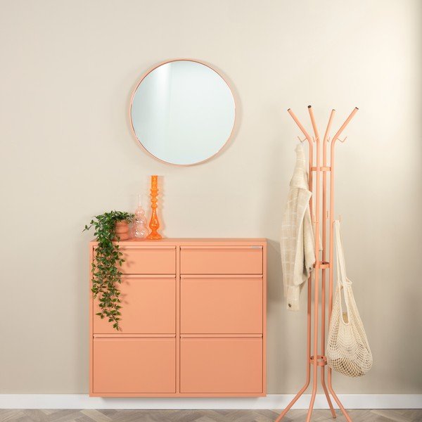 Scarpiera color salmone in metallo con ante ribaltabili 98x86x15 cm Billy – Spinder Design-image-1