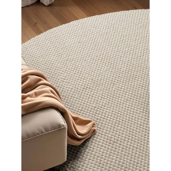 Tappeto rotondo color crema in lana tessuto a mano ø 200 cm Lyon Beans – Elle Decoration-image-2