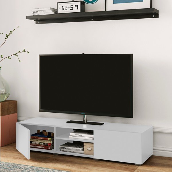 Tavolo TV bianco 140x31 cm Podium - TemaHome-image-1