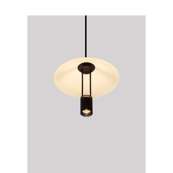 Lampadario LED nero opaco in alluminio con paralume in vetro acrilico ø 22 cm Anafi – Nova Luce-image-2