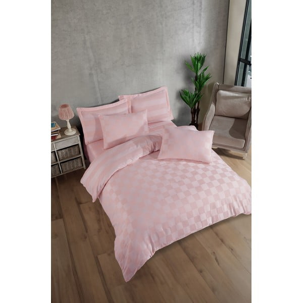 Biancheria da letto rosa in damasco per letto matrimoniale 200x200 cm Kareli – Mijolnir