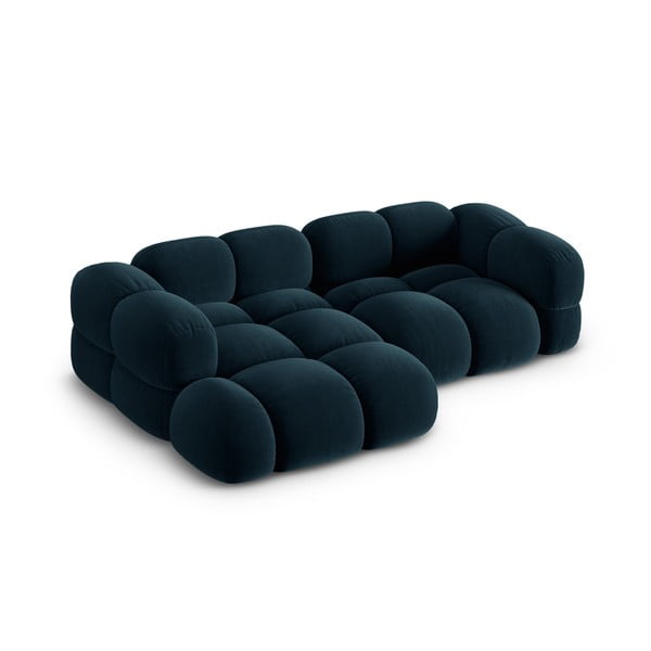 Divano angolare blu scuro (con penisola a sinistra/con chaise lounge) con rivestimento in velluto Loretto – Cosmopolitan Design-image-2