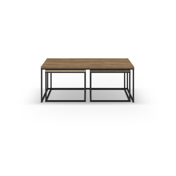 Set di 3 tavolini in colore naturale 60x110 cm Camelia - Marckeric-image-2