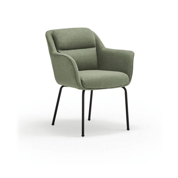 Sedia da pranzo verde in imbottito con braccioli Sadira – Teulat