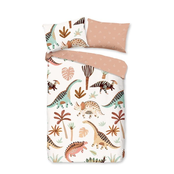 Set copripiumino e federa da bambini marrone/beige in cotone per culla 100x135 cm Dino – Good Morning