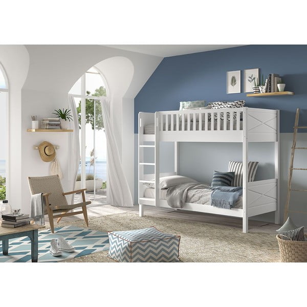 Letto a castello bianco per bambini 90x200 cm Scott - Vipack-image-3