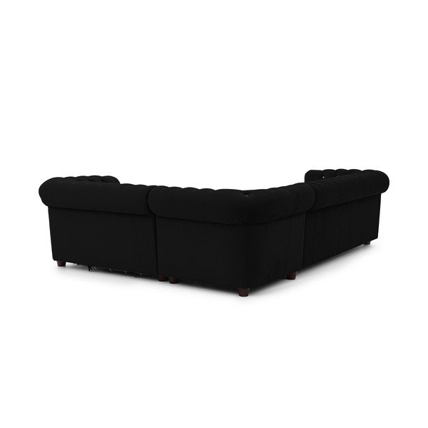 Divano angolare nero allungabile (con penisola a destra/a L) con rivestimento in velluto York Blik – Ropez-image-3