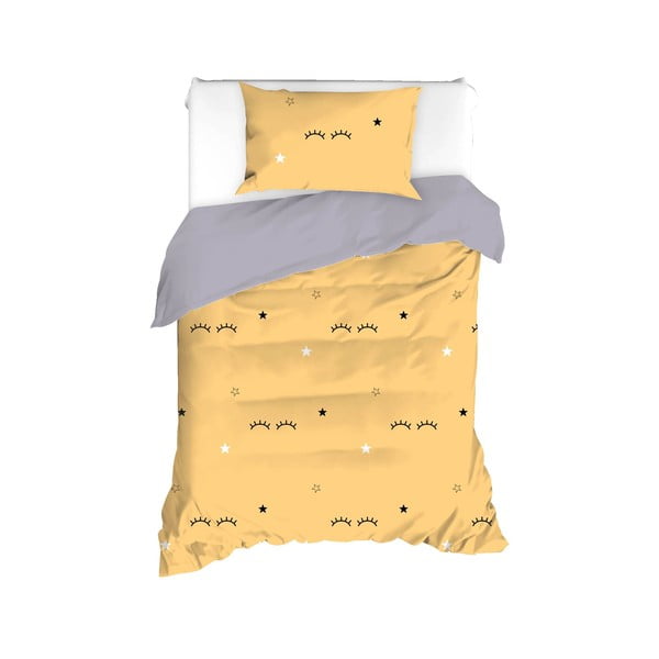 Set copripiumino e federa giallo/grigio per letto singolo 140x200 cm Dide – Mijolnir