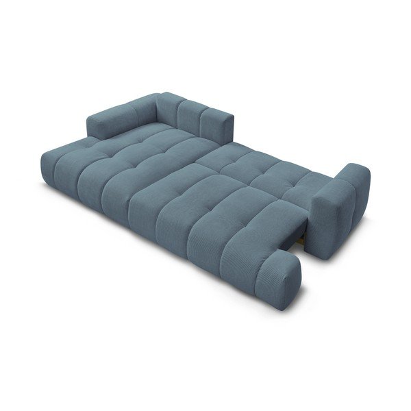 Divano angolare blu allungabile e con contenitore (penisola a sinistra/chaise lounge) con rivestimento in ciniglia Fuji – Bobochic Paris-image-4