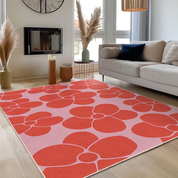 Passatoia rossa e rosa lavabile 80x200 cm Poppy Fields – Mila Home-image-3