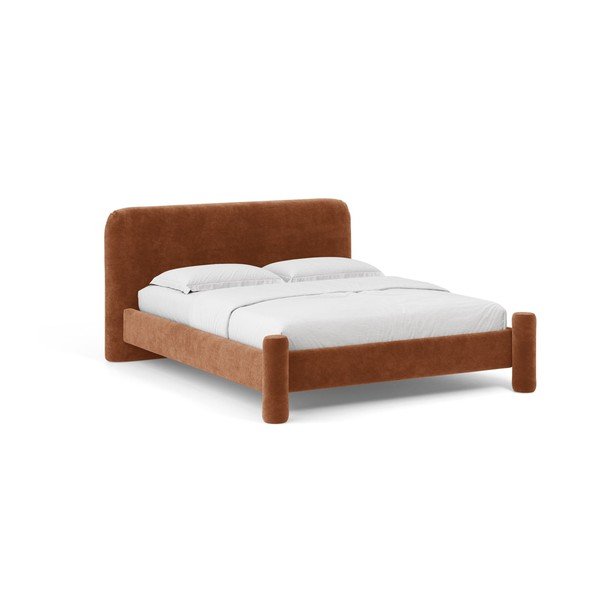 Letto matrimoniale imbottito color terracotta con rete inclusa 140x200 cm Vera – Micadoni 