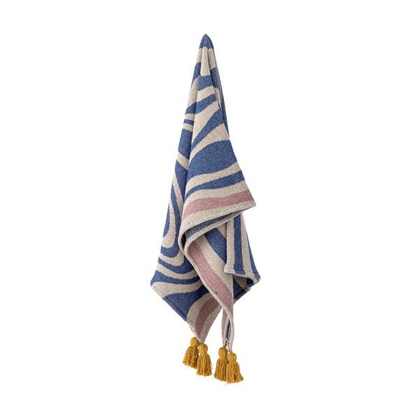 Coperta blu in misto cotone 130x160 cm Arlie – Bloomingville-image-3