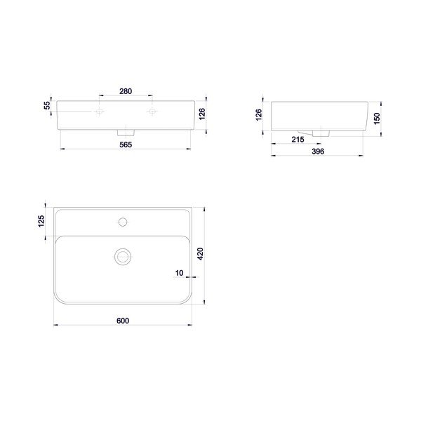 Lavabo bianco in ceramica 60x42 cm Gali – Sapho-image-3
