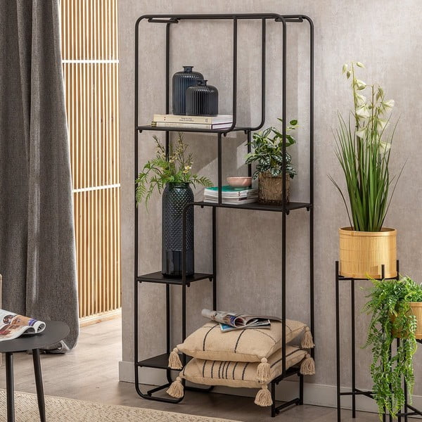 Scaffale in metallo nero 76x180 cm Sleco - Ixia-image-1