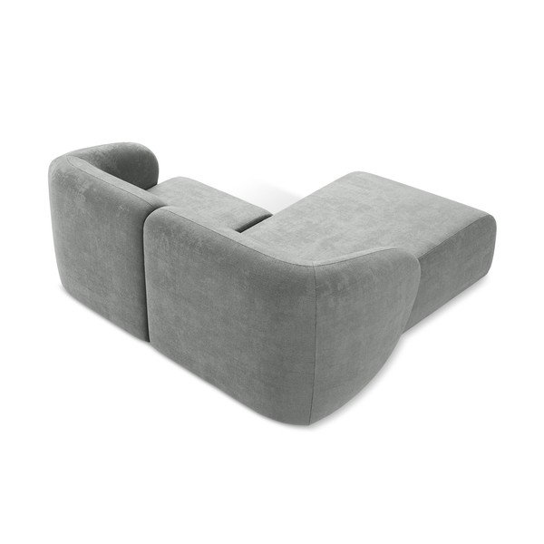 Divano angolare grigio (con penisola a sinistra/con chaise lounge) con rivestimento in ciniglia Lani – Makamii-image-3