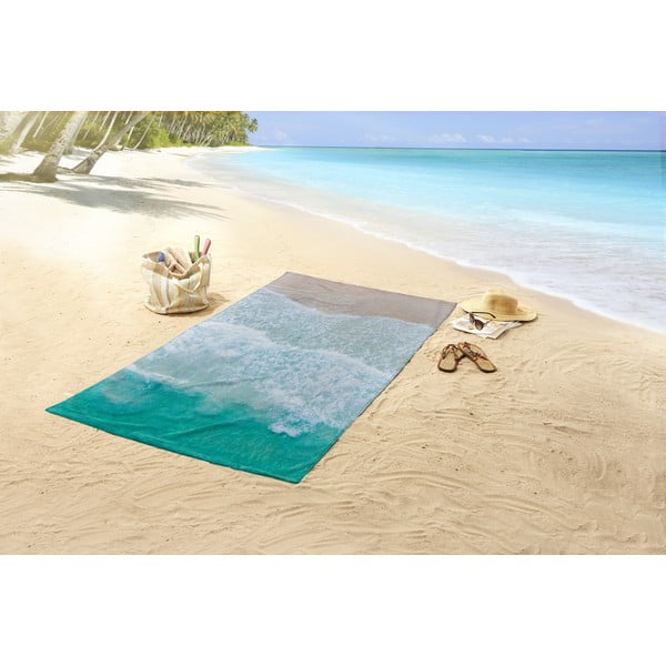 Telo mare beige-turchese 100x180 cm - Good Morning-image-1
