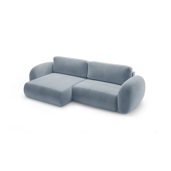 Divano angolare blu polveroso allungabile/con contenitore con rivestimento in velluto Tonale – Cosmopolitan Design-image-2